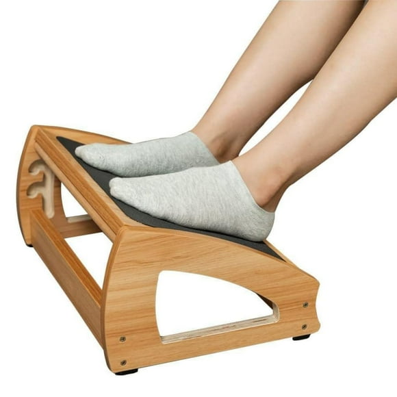 StrongTek Adjustable Under Desk Footrest, Ergonomic Foot Rest for Under Desk with 3 Height Position, Wooden Foot Stool Under Desk with Anti-Slip Surf