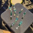 thumbnail image 4 of Pendientes colgantes Circón cúbico Geométrico Doble borla colorida para novias, mujeres, niñas, joyería de graduación, aguja de plata para discotecas, fiestas y uso diario para mujeres y niñas, 4 of 7