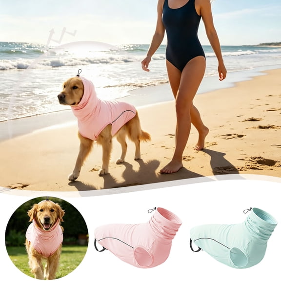 Dog Sun Shirt with Reflective Strips UPF 50 Breathable UV Protection Vest for Beach & Summer Stretchy Hooded Cooling Tee for Small Medium Large Dogs Pink XS