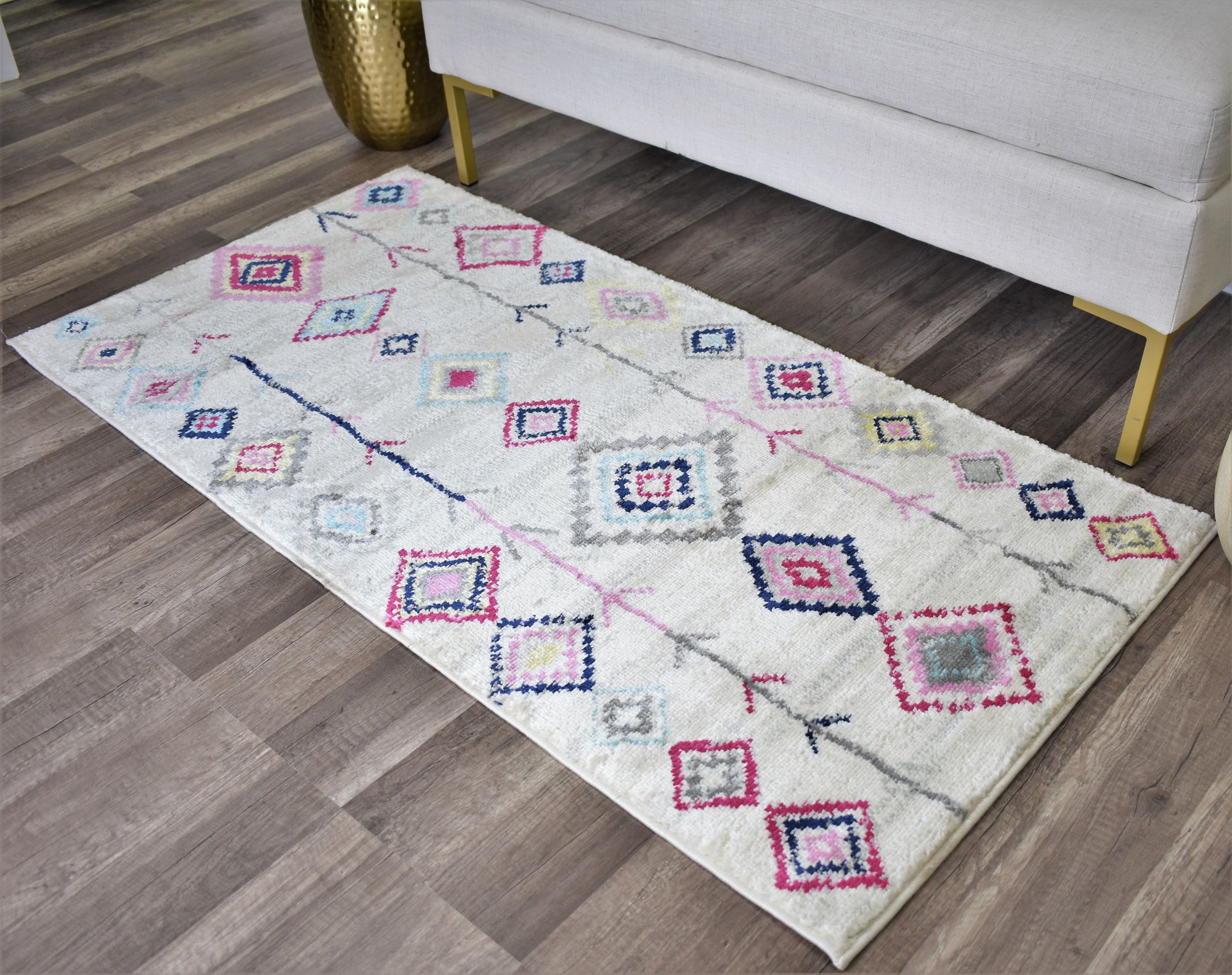 Soleil BR15A Native Ivory Tribal Moroccan ivory Area Rug, 2'x4'