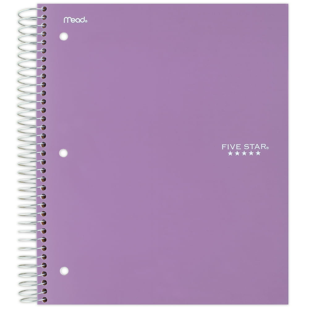 Five Star Spiral Notebook, 5 Subject, College Ruled, 200 Pages, 11" x 8