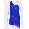 thumbnail image 3 of Doomiva Kids Girls Sequins Tassel Leotard Dress Latin Jazz Tango Samba Dance Dress Ballroom Dancewear A Royal Blue 14, 3 of 7