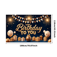 thumbnail image 3 of Gold Theme Happy Birthday Banner Decorative Fireworks Balloon Design Celebration Backdrop Durable for Birthday Party Indoor Decoration Holiday Celebration, 3 of 7