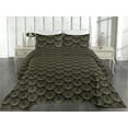 thumbnail image 2 of Ambesonne Geometric Flower Quilted Bedspread Set 3 Pcs, Abstract Art Deco, Twin, Charcoal Grey and Mustard, 2 of 4