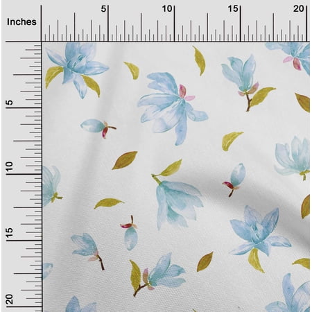 oneOone Cotton Cambric Fabric Wildflower Watercolor Print Fabric by The Yard 56 Inch Wide