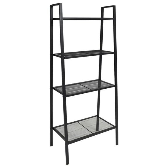 vidaXL Bookshelf Ladder Bookcase Plant Display Shelving Unit 4 Tiers Metal