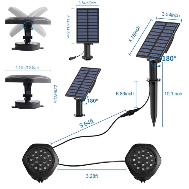 Solar Powered Pond Lights Solar Underwater Pond Lights IP68 Waterproof Submersible LED Lights for Aquarium Tank Garden Pool Fountain