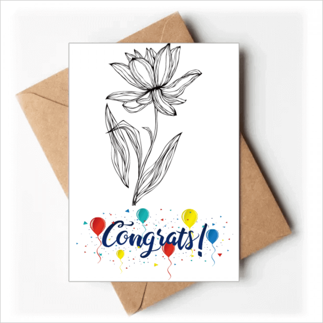 Línea negra flor de loto flor de la planta Sobre de la Carta de felicitación de la tarjeta de matrimonio
