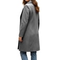 thumbnail image 5 of SHENGXINY Women's Mid Length Notched Lapel Pea Coat Single Breasted Trench Coat Texture Fall Winter Warm Overcoat Clothes Gray L, 5 of 9