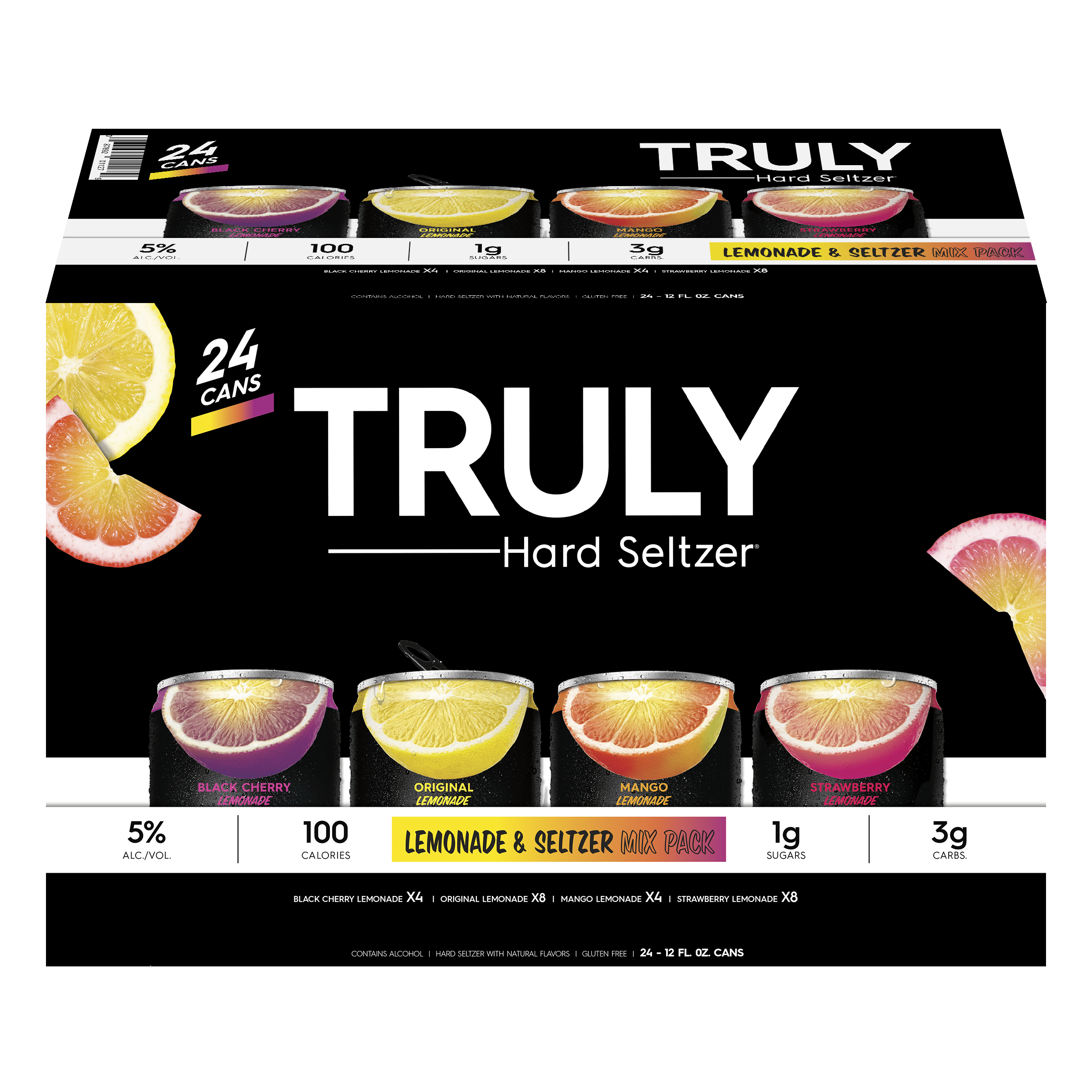 TRULY Lemonade Hard Seltzer Variety, 24 PACK, 12oz beer cans, Gluten