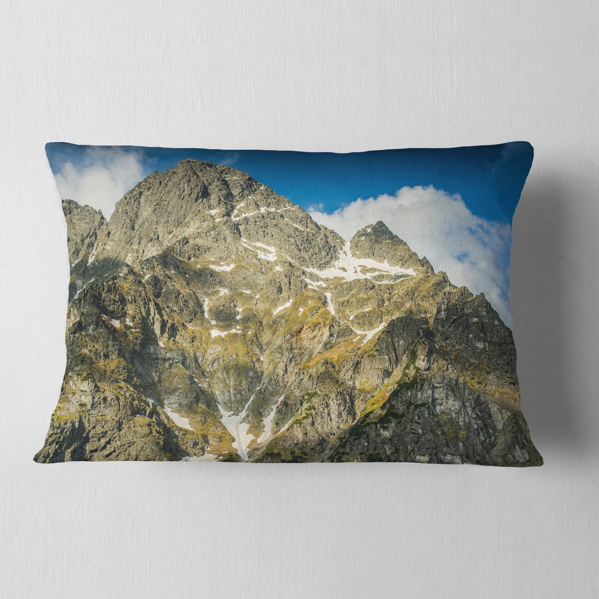 Designart Rocky Summit in Tatra Mountains - Contemporary Landscape Printed Throw Pillow - 12x20
