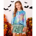 thumbnail image 3 of CARETOO Girls' Sequin Bomb Jacket Shiny Set Long Sleeved Zipper Bright Color for Girls' Kid Birthday Concert Varsity Jacket, 3 of 7