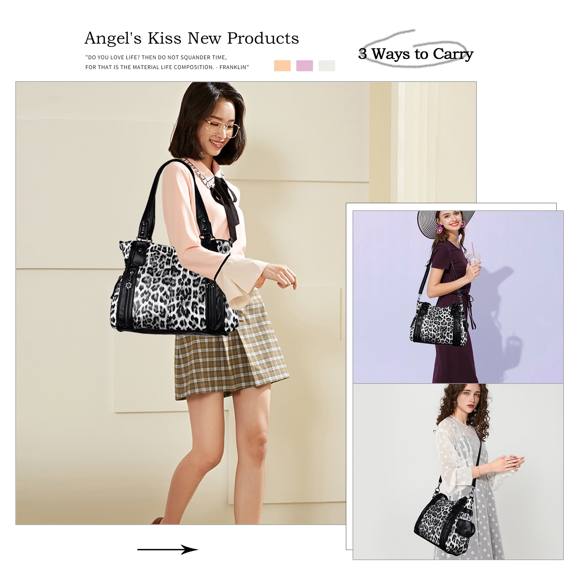 Angel Kiss Handbags for Womens Top-Handle Hobo Purse Roomy Casual Shoulder Bags PU Tote Satchel Purse for Womens