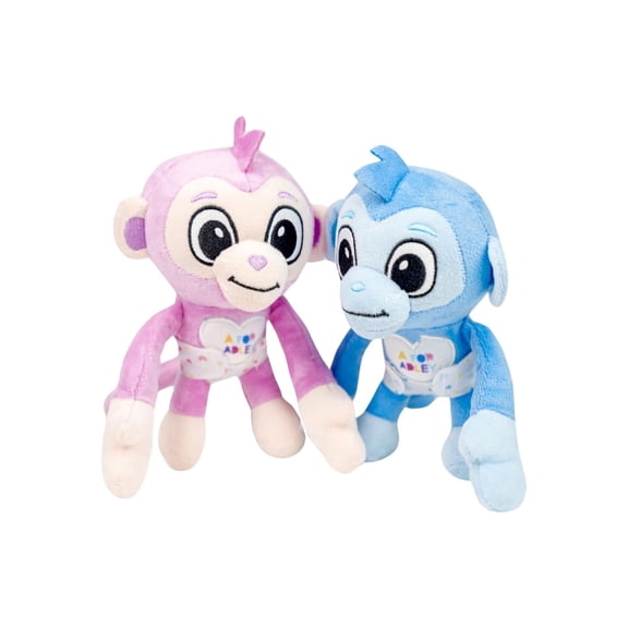 A FOR ADLEY Baby Monkey Buddies, The Pink and Blue Plush Monkeys Come Complete with Removable Cloth Diapers
