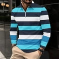 thumbnail image 2 of Fashion Long Sleeve Shirts for Mens Plus Size Casual Striped Printed Zipper T-shirt Shirt d Lapel Top/shirt Save to 65% Off!, 2 of 6