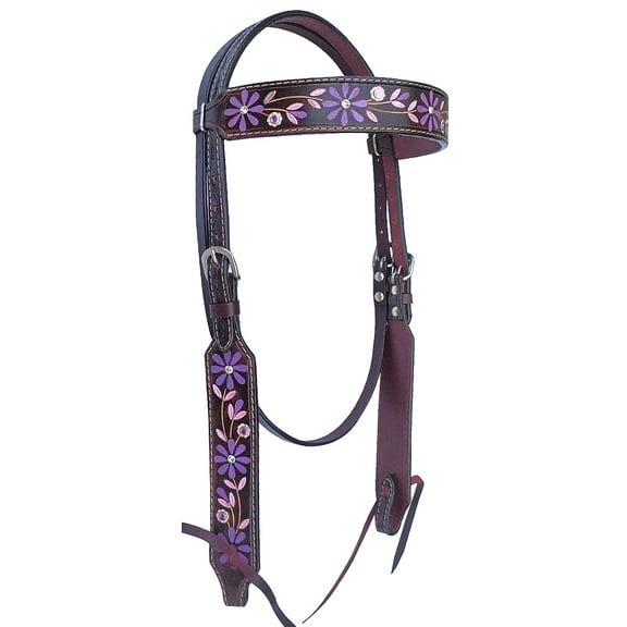 Bar H Equine American Leather Horse Saddle Tack Headstall | Browband Western for Horses