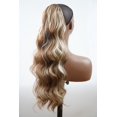 thumbnail image 1 of ER (Mezcla rubia marrón) Cola de caballo rizada con cordón de 60 cm de largo con rizos naturales largos, peluca sintética resistente al calor Rojo Verde, 1 of 5