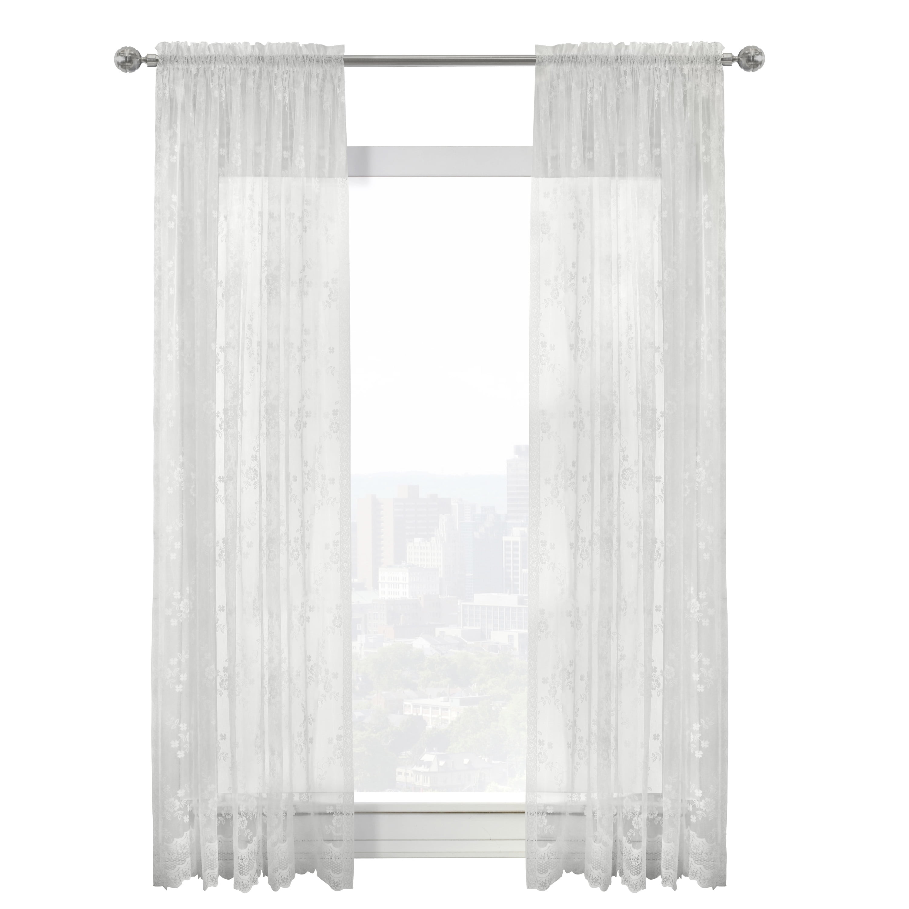 Melody Jacquard Lace Window Curtain Panel 56" x 72" in White