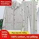 thumbnail image 3 of Ropa de dormir de manga larga de algodón puro para hombre, ropa holgada para el hogar, conjunto de dos piezas para primavera y otoño, talla grande, mediana y joven, 3 of 5