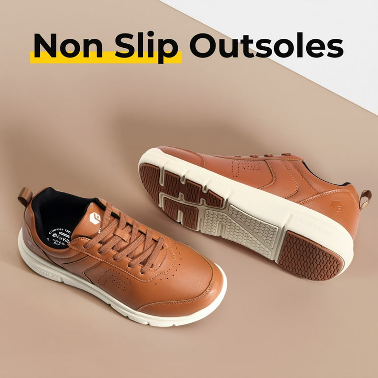 FitVille Wide Lightweight Mens Dress Shoes for Plantar Fasciitis Bunions Brown 10.5 Wide