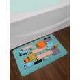 thumbnail image 2 of Retro Bath Mat, Geometric Pattern with Beveled Squares and Rectangular Forms Overlapped to Each Other, Plush Bathroom Decor Mat with Non Slip Backing, 29.5" X 17.5", Multicolor, by Ambesonne, 2 of 2