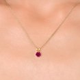 thumbnail image 3 of Gem Stone King 14K Yellow Gold Red Created Ruby Solitaire Pendant Necklace for Women | 0.25 Cttw | Round 4MM | With 18 inch Chain, 3 of 6