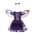 thumbnail image 2 of XXWXYD Purple Black Bat Dress-Up Outfit Set for Girls, Tulle Dress with Sheer Bat Wings and Bat Ear Headband Halloween Stage Party, Soft Cozy Warm Fleece Plush Jumpsuit, 2 of 4
