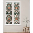 thumbnail image 2 of Window Privacy Film Burnt Orange Green Flower Stained Glass Window Film Decorative Sun Block Window Cover Boho Ethnic Vintage Window Clings Static Adhesive Sticker for Bathroom 29.5"x118", 2 of 7