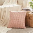 thumbnail image 2 of 4 Packs Boho Pink Decorative Throw Pillow Covers 22x22 Inch for Living Room Couch Bed Sofa, Rustic Modern Farmhouse Home Decor, Soft Plush Corduroy Cute Square Cushion Case 55x55 cm, 2 of 8