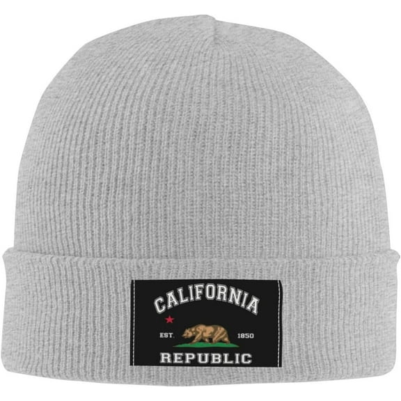 Republic of California State Flag Beanie Hat Men Winter Knit Hat Women Skull Cap Knitted Hat Hedging Hat Black