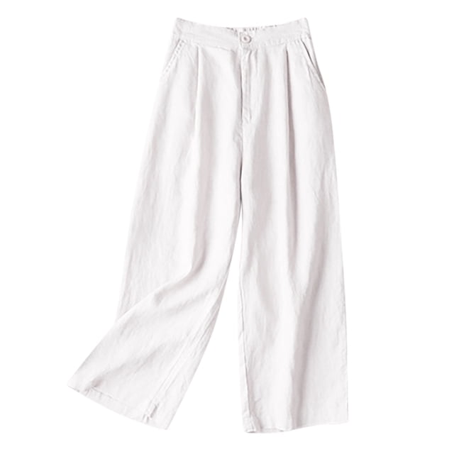 WILLBEST Pantalones Casuales de Lino para Mujer, con Bolsillos, Elásticos, Transpirables, de Cintura Holgada, Cómodos para Uso Diario. Grande
