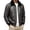 Gray, variant on Men's Faux Leather Bomber Jacket With Fuzzy Shearling Collar Zip Front Multi Pocket Outerwear For Cold Evening Road Trips & Vintage Biker Outfits Black M
