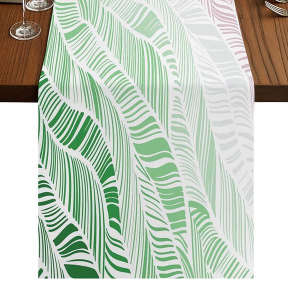 Table Runners 120 Inches Long Dress Scarves, Ombre Green Pink Farmhouse Coffee/Dining/Kitchen Table Runner for Living Room, Summer Coastal Ocean Sea Beach Wave 13x120 Inch