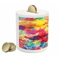 thumbnail image 2 of Pastel Piggy Bank, Oil Painting Style Abstract Watercolors Brushstrokes Mottled Messy Vibrant Print, Ceramic Coin Bank Money Box for Cash Saving, 3.6" X 3.2", Multicolor, by Ambesonne, 2 of 4