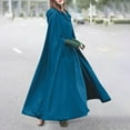 thumbnail image 2 of MGCWSH Womens Wool Coat Hood Woolen Cape Bridal Wedding Winter Cloak Thick Coat Solid Button Maxi Long Cape Blue XL, 2 of 9