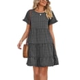 thumbnail image 2 of MAWCLOS Robes Courtes pour Femmes Manches Été Plage Robe d'Été en Mousseline Robe Mini Aguichant Rendez-Vous Col Rond Noir m, 2 of 4