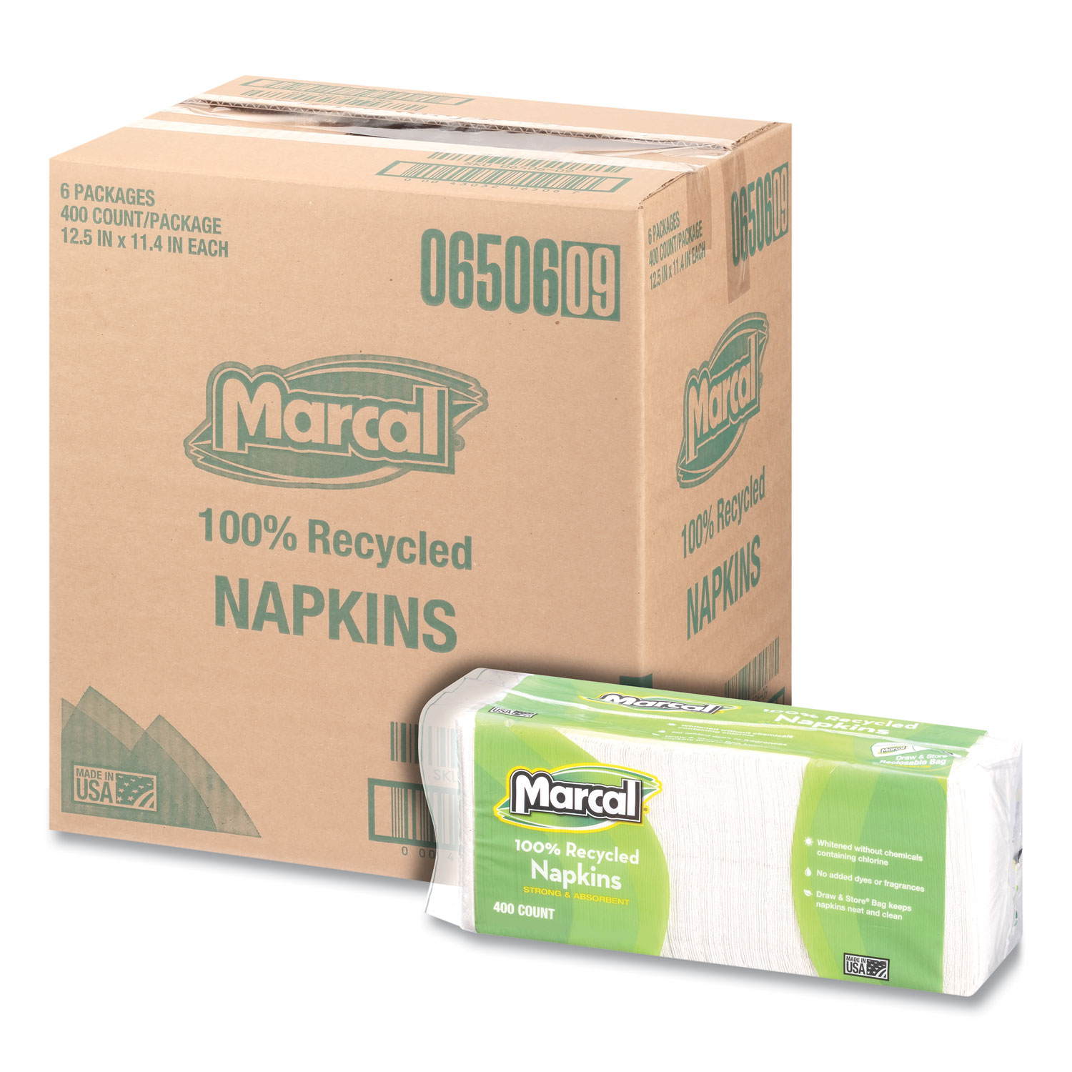 Marcal 100% Recycled Luncheon Napkins, 2400-Count photo 2