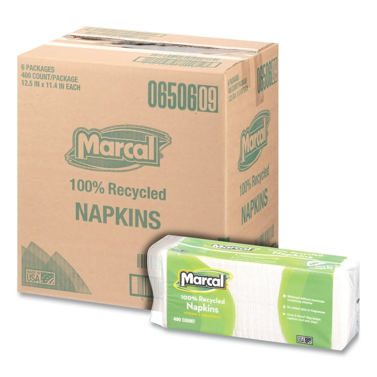100% Recycled Luncheon Napkins, 11.4 x 12.5, White, 400/Pack, 6PK/CT 100% Recycled Luncheon Napkins, 11.4 x 12.5, White, 400/Pack, 6PK/CT