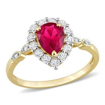 Everly Women's Created Topaz and Created Ruby 10k Yellow Gold Ring