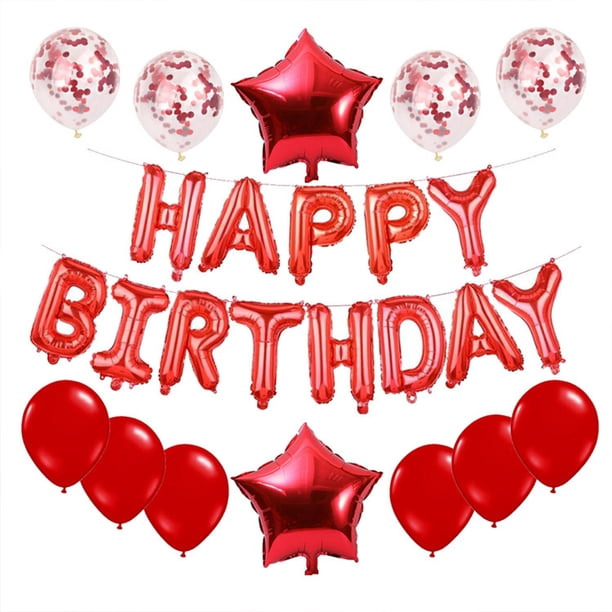 Juego de decoración de globos de feliz cumpleaños, globos con letras de aluminio, pancarta, globos de estrellas con lentejuelas para decoración de fiesta