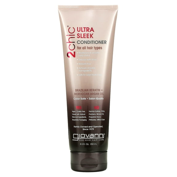 Giovanni, 2chic, Ultra-Sleek Conditioner, For All Hair Types, Brazilian Keratin   Moroccan Argan Oil, 8.5 fl oz (250 ml)