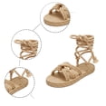 thumbnail image 5 of EliteGoogv Womens Lace Up Sandals Roman Style Flat Sandals Comfortable On Sandals Breathable Beach Summer Shoes For Women Casual Walking Footwear Beige US :6, 5 of 9