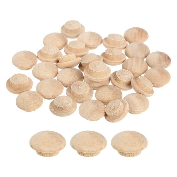 Uxcell 80Pack Wood Button Plugs, 10mm/0.39" Hardwood Screw Hole Plugs Mushroom Wooden Caps Buttons Wood Plug