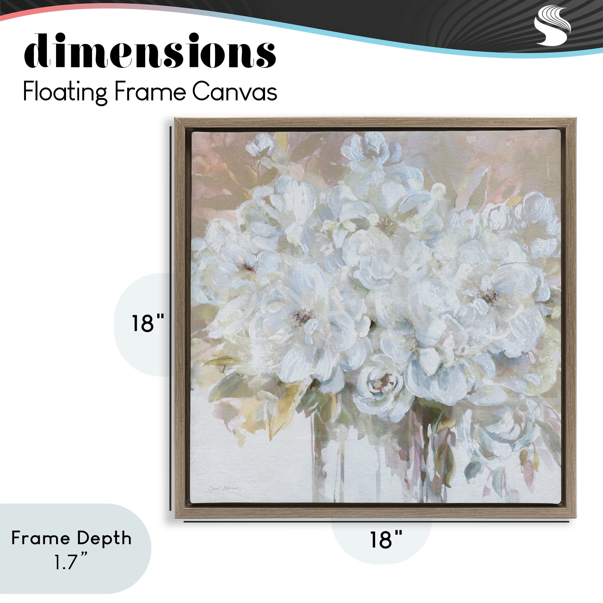 Stupell Industries Soft White Bouquet Serenity Brown Framed Floater Canvas Wall Art, design by Carol Robinson