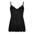 thumbnail image 5 of Feancey Lace Nightgowns for Women Deep V Cami Lingerie Sleep Dress Summer Sleeveless Gauze Nightdress Stretchy Slim Fit Sleepwear Summer Clearance Black XL, 5 of 10