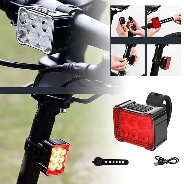High-Visibility Front And Rear Light for Night Riding Rechargeable USB Quick-Release Installation Multiple Light Modes for Outdoor Cycling Enthusiasts