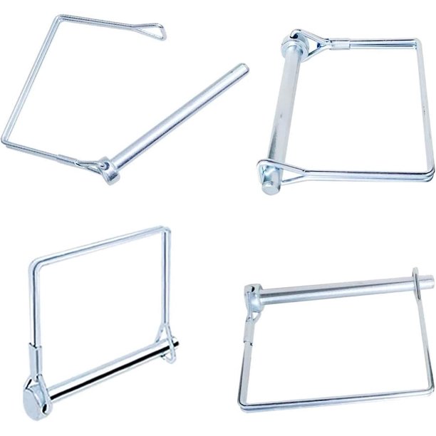 8 piezas, pasador de bloqueo de pasador de acoplador de seguridad de acero inoxidable, pasador de hebilla de alambre cuadrado galvanizado para remolques, césped, Banban de jardín