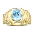 thumbnail image 1 of RYLOS Rings for Women 14K Yellow Gold Ring Solitaire 9X7MM Oval Gemstone with Satin Finish Band December Blue Topaz Jewelry Size 7, 1 of 7