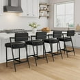 thumbnail image 4 of Set of 2 Upholstered Counter Height Bar Stools with Armrests, Backrest & Footrest – 27" Tall Kitchen Island Chairs with Thick Cushion & Metal Legs, 4 of 8