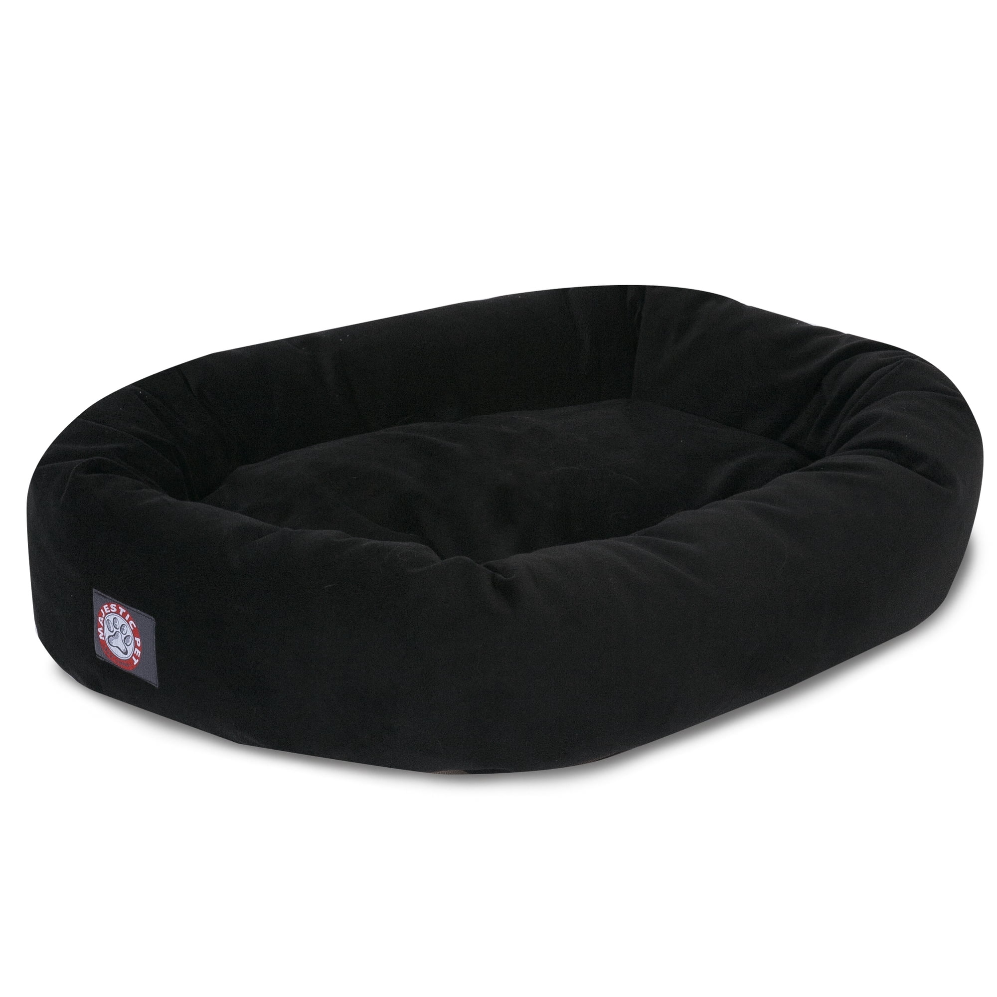 Majestic Pet Suede Bagel Dog Bed - Black - 40": Large Breed, Removable Cover, Indoor Use, Bolster Style